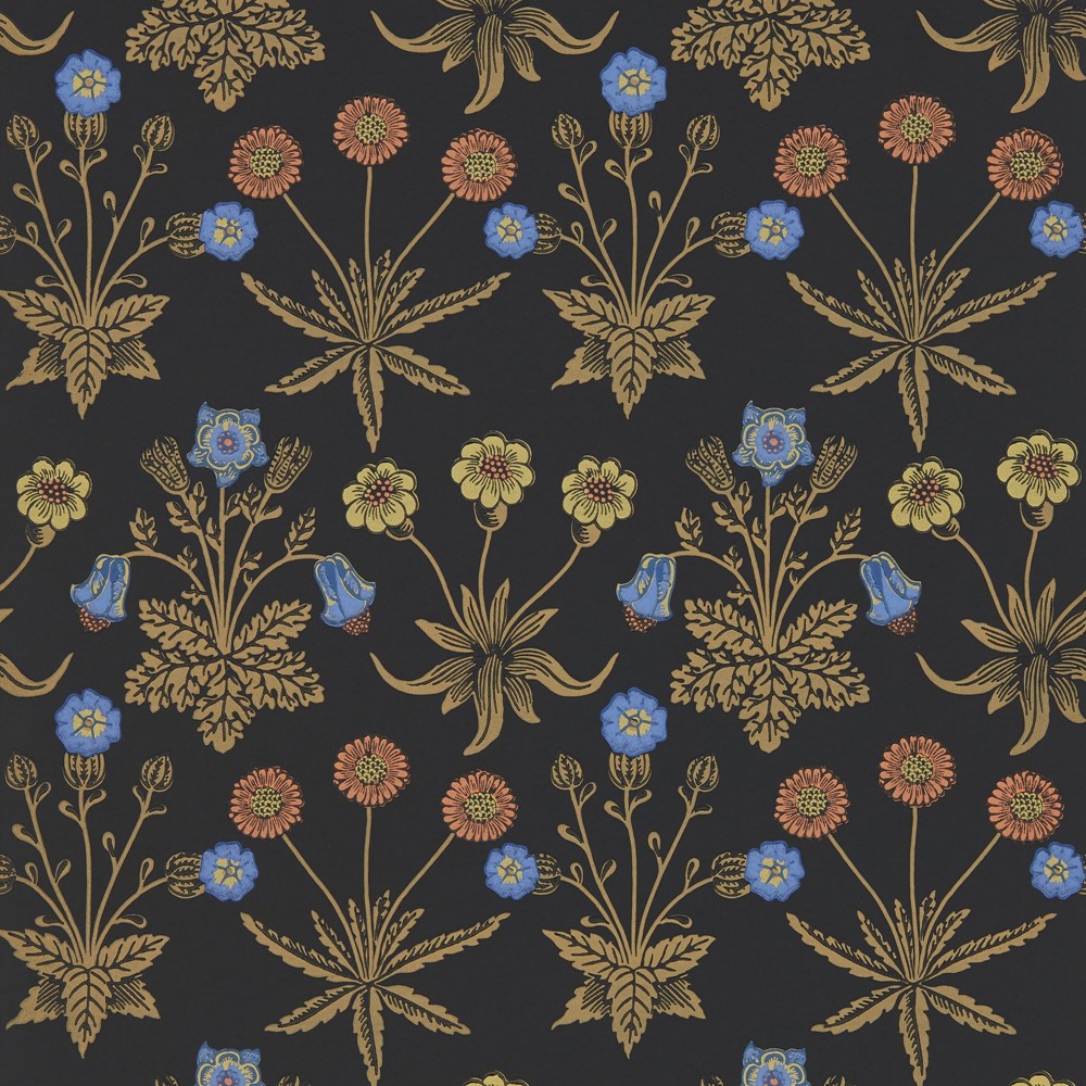 Daisy Wallpaper 510020 by Morris & Co in Moonlit Black